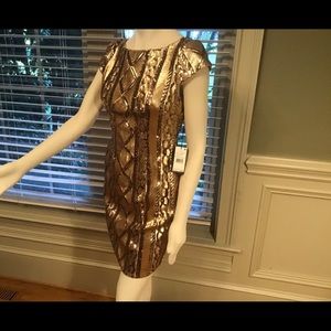 Adrianna Papell Gold Sequin Dress- 6p NWT
